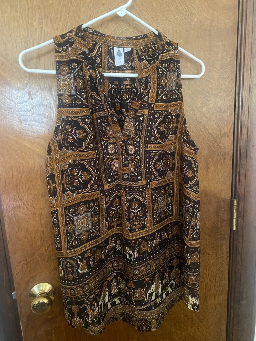 Sleeveless Printed Camisole Top - Brown Multi by